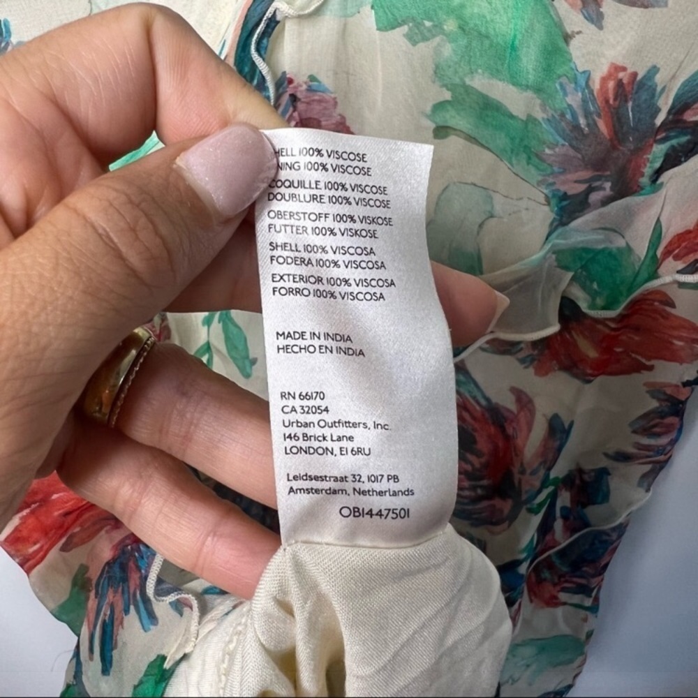 ANTHROPOLOGIE • Watercolor Floral Ruffle Strappy Back Mini Dress - Picture 10 of 16